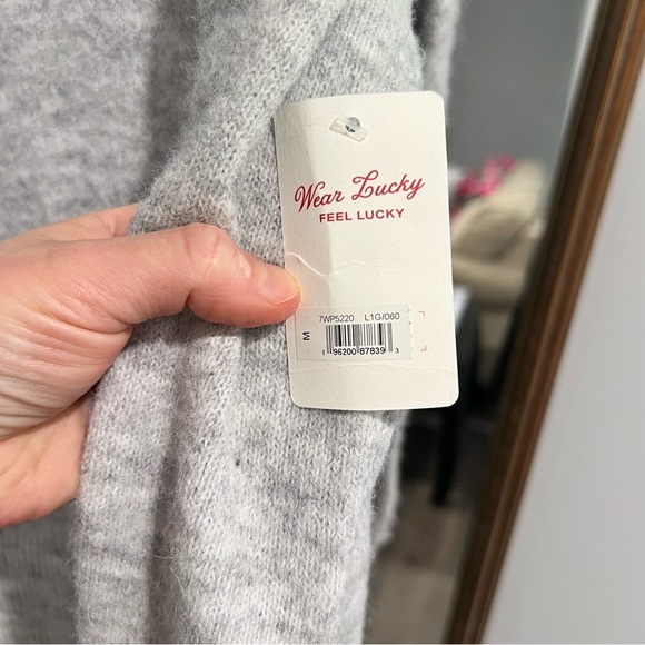 NWT Lucky Brand Oversized Wool Blend Knit Sweater in Heather Gray, Size Medium - Picture 3 of 9